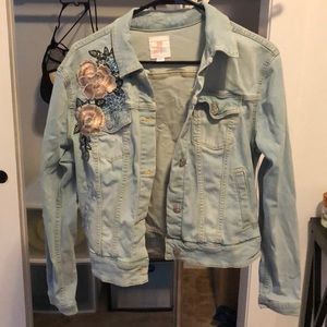 Lularoe Harvey Jean jacket with flower details